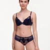 Slip Brazil μπλε βελούδο signature fleurs Chantelle