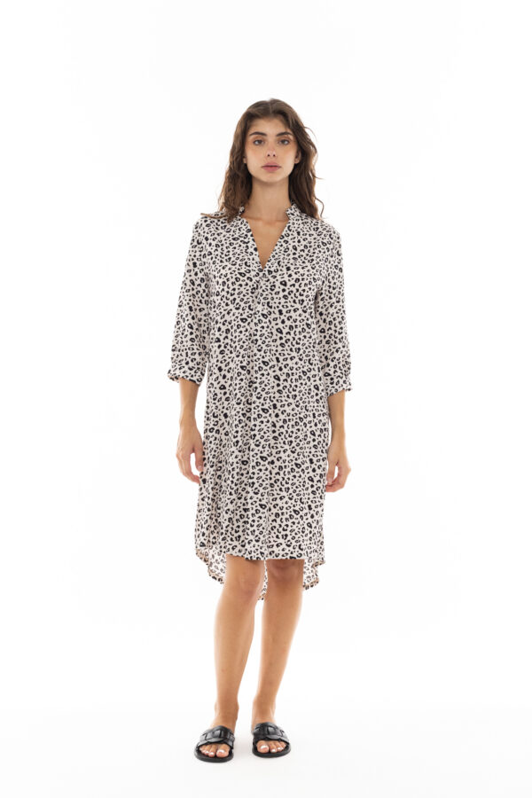 Πουκαμίσα εκρού μαύρη animal print Pink Label