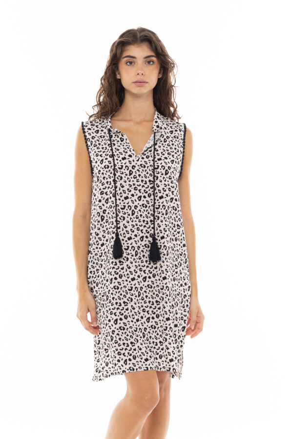 Φόρεμα εκρού μαύρο animal print Pink Label