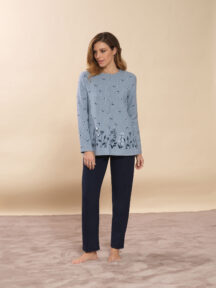 Set homewear fleece μπλε floral Linclalor