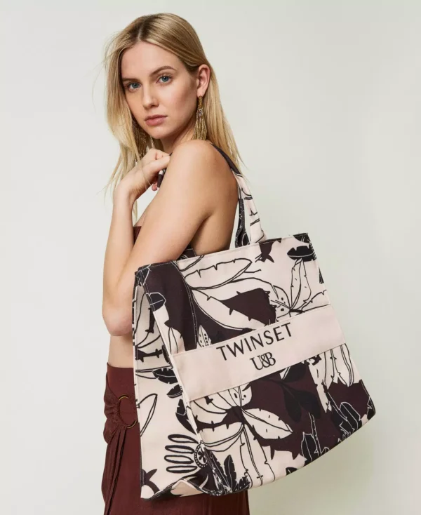 Τσάντα floral canvas shopper Twin Set