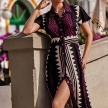 Φόρεμα πουκαμίσα maxi black bordeaux David Φόρεμα πουκαμίσα maxi black bordeaux David