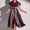 Φόρεμα πουκαμίσα maxi black bordeaux David