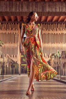 Μακρύ φόρεμα orange floral Iconique Μακρύ φόρεμα orange floral Iconique