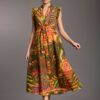 Μακρύ φόρεμα orange floral Iconique