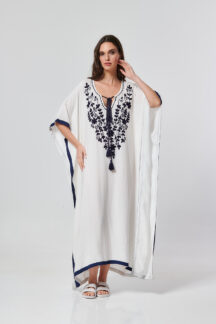 Κιμονό maxi ivoire blue Indira Κιμονό maxi ivoire blue Indira