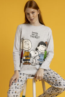 Πυζάμα grey melange Snoopy Peanuts
