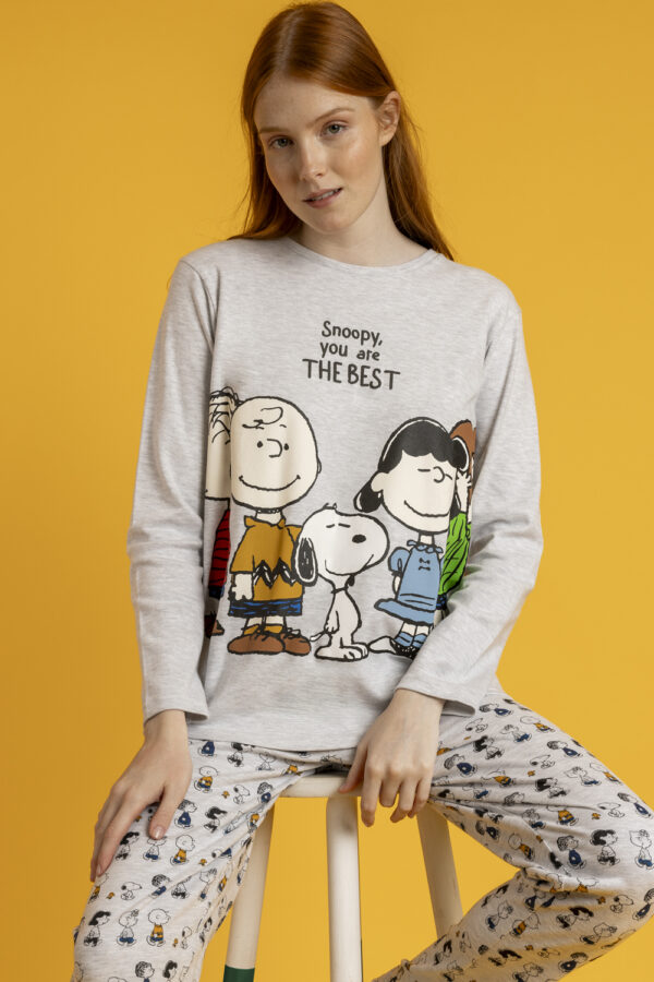 Πυζάμα grey melange Snoopy Peanuts
