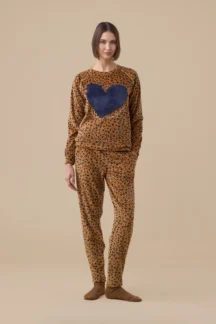 Πυζάμα velour blue animal print Noidinotte