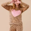 Πυζάμα velour black animal print Noidinotte