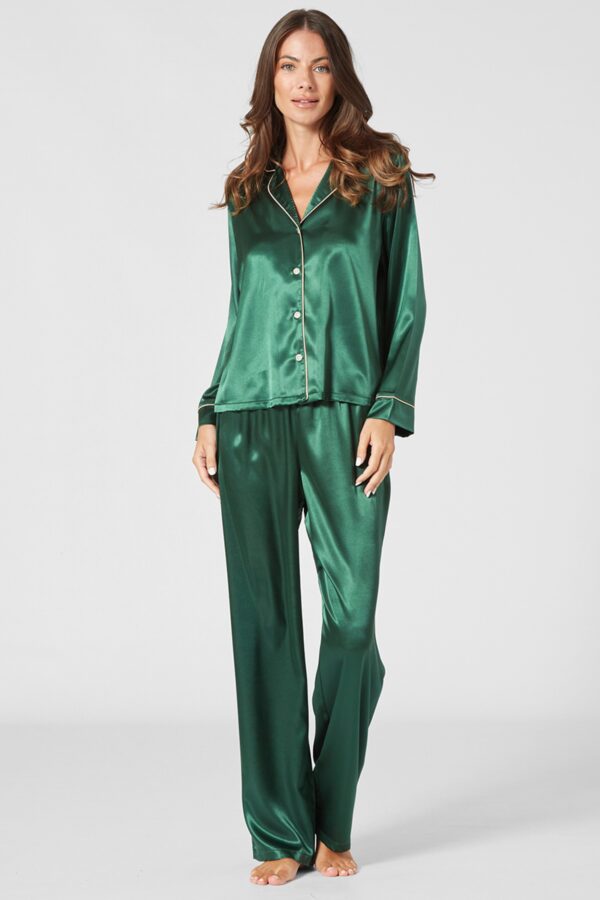 Πυζάμα forest green satin Penky