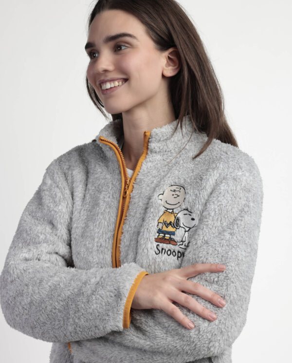 Ρόμπα ζακέτα fleece grey melange Snoopy Peanuts