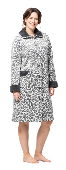 Ρόμπα ζακέτα grey animal print fleece Egatex