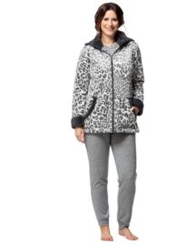 Ρόμπα ζακέτα grey animal print fleece Egatex