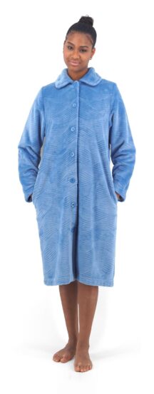 Ρόμπα midi γαλάζια waves fleece Egatex