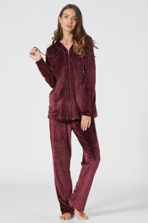 Φόρμα μπορντό velour με στρας Penky Φόρμα μπορντό velour με στρας Penky