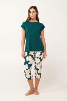 Πυζάμα capri green teal floral Vamp