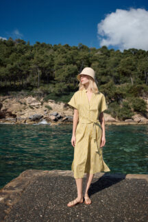 Φόρεμα midi tropical stripe Pink Label Φόρεμα midi tropical stripe Pink Label