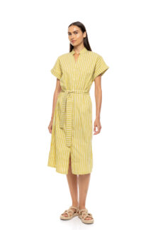 Φόρεμα midi tropical stripe Pink Label
