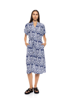 Φόρεμα midi blue tropical Pink Label