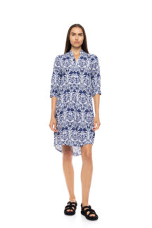 Φόρεμα πουκαμίσα Blue Tropical Pink Label