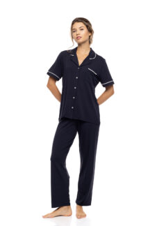 Πυζάμα yacht blue bamboo Pink Label