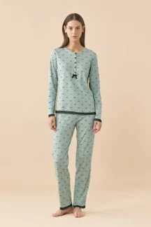 Πυζάμα verde cute ribbons Noidinotte
