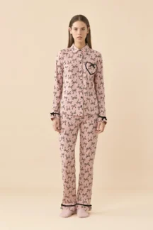 Πυζάμα dusty pink cute ribbons Noidinotte