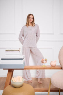 Πυζάμα Stripe bordeaux Pink Label