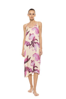 Νυχτικό midi satin Botanical Flower Pink Label