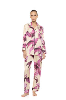 Πυζάμα satin Botanical Flower Pink Label