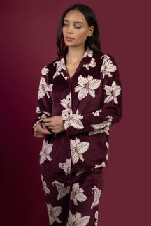 Homewear set velour bordeaux floral Admas