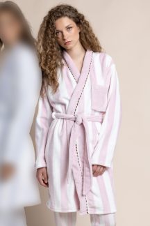 Ρόμπα velour pink stripes Admas