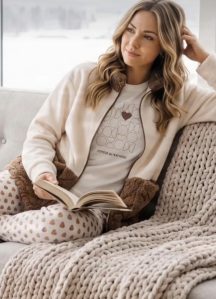 Ρόμπα fleece σοκόλα hearts Senoretta by Egatex