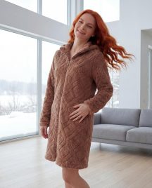 Ρόμπα fleece σοκόλα hearts Senoretta by Egatex