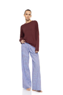 Πυζάμα stripes blue and bordeaux Pink Label